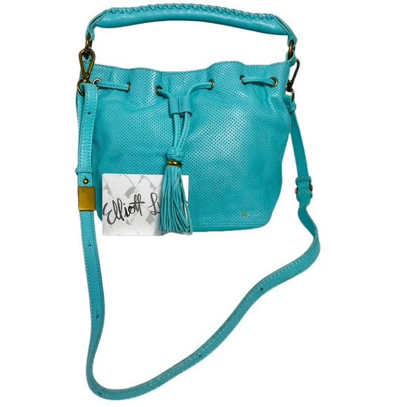 ELLIOTT LUCCA Women's Perforated Leather Crossbody Bucket Bag - Picture 10 of 13